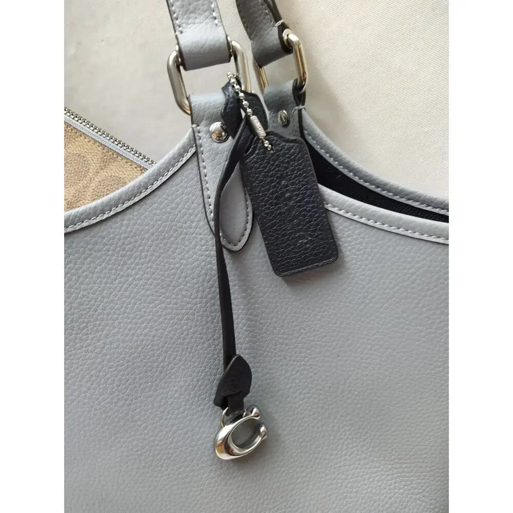 Coach Day Tote Blue Leather Double Handles Shoulder Bag